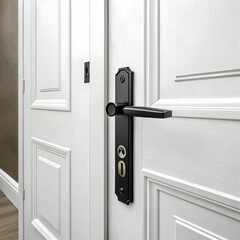 interior doors handle black lock on the front