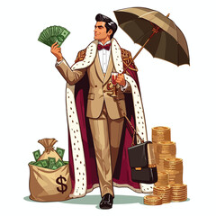 Obraz premium vector image of rich person on white background