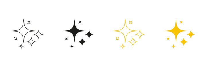 Star And Sparkle Line And Solid Icon Set. Shining And Glittering Object Symbol Collection. Isolated Vector Illustration
