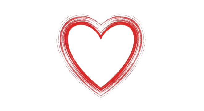 Red heart shape drawing isolated PNG with Transparent Background