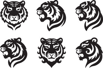 Powerful Tiger Head Illustrations Tribal, Majestic, and Fierce Designs