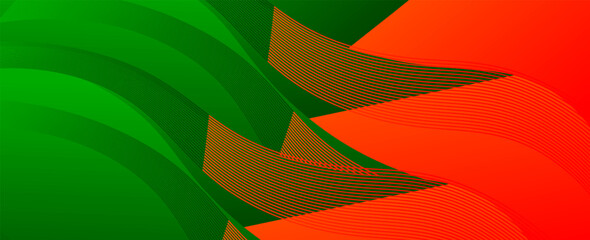 Abstract green and red Wavy Background. Vector illustration