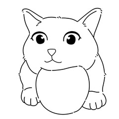 Naklejka premium Vector illustration of cat and apple line art outline 