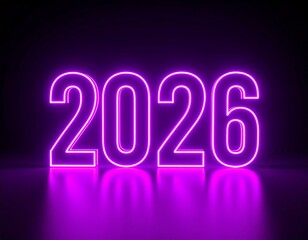 2026 Purple Neon Glowing Numbers