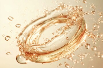 A splash of water with a golden ring in the middle