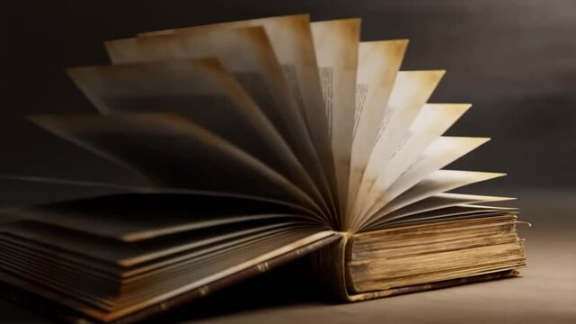 Magic shot: a closed book opens and the pages turn by themselves