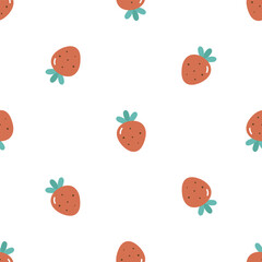 Seamless pattern with strawberry. For card, posters, banners, books, printing on the pack, clothes, fabric, wallpaper, textile or dishes	