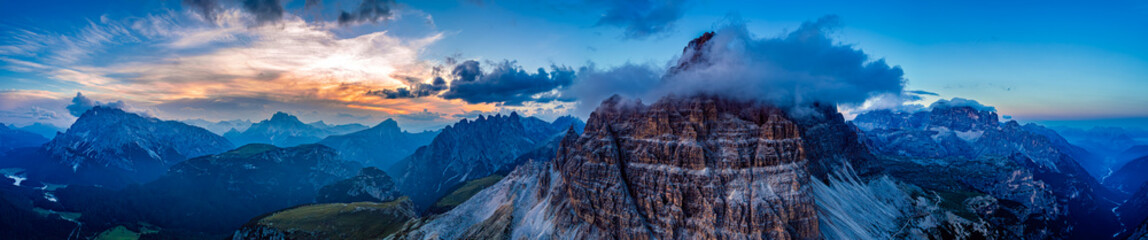 Panorama National Nature Park Tre Cime In the Dolomites Alps. Beautiful nature of Italy.