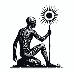 vector image of an ancient human on a white background