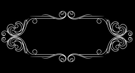 Ornate Decorative Frame on Black Background: A meticulously crafted ornate frame, with flowing curves and elegant details, providing a classic touch against the deep backdrop.