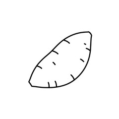 Simplified Sweet Potato Slice: An outline of a sweet potato slice, isolated against a clean, minimalist background, representing culinary simplicity and healthy eating.