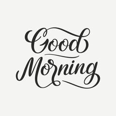 “Good Morning” Calligraphy Art in Elegant Script – Inspirational Greeting Vector Design