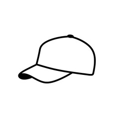 Simple Baseball Cap Outline: Clean and minimalistic vector illustration of a baseball cap, perfect for design and conceptual use, highlighting the iconic shape and lines.