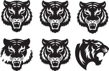 Fierce Tiger Head Illustrations A Collection of Vector Designs