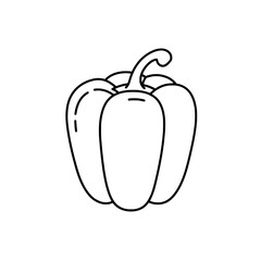 Paprika Silhouette: A simple black and white outline of a fresh paprika, perfect for illustrating culinary concepts.