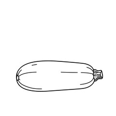 Zucchini Line Drawing: Simple line drawing of a single zucchini, perfect for recipe illustrations, healthy eating content, or as a design element.