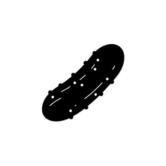 Pickle Icon: A simple, bold black silhouette of a pickle, perfect for adding a touch of tangy flavor to your designs.