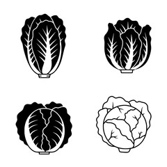Fototapeta premium Fresh Cabbage Illustrations: Illustrative view of cabbages with the essence of freshness. Featuring bold black and white elements.