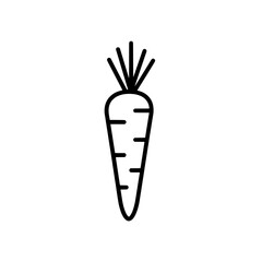 Carrot icon: A simple and elegant line drawing of a carrot, showcasing its familiar shape and texture. This versatile graphic is ideal for design projects.