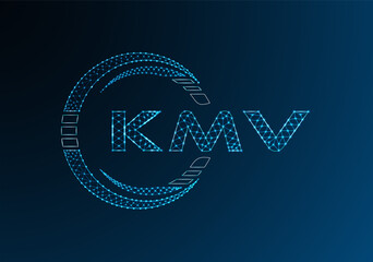 KMV low poly letter logo vector design. KMV lower poly logo design. Low poly logo.