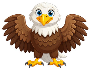 Fototapeta premium Cartoon Bald Eagle Standing Proudly with Chest Forward – Educational PNG.