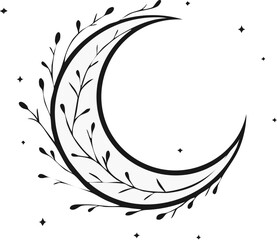 Symbole lunaire élégant avec éléments naturels