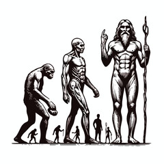 vector image of an ancient human on a white background