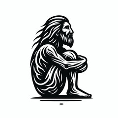 vector image of an ancient human on a white background