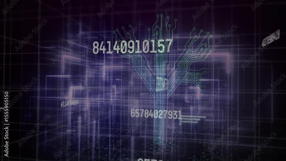 Poster at start grid focusing numeric code, trunk forming, branches glowing, visualizing data flow