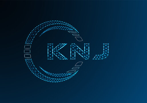 KNJ low poly letter logo vector design. KNJ lower poly logo design. Low poly logo.