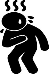 熱中症予防と症状を示す黒色シルエットピクトグラム｜熱中症,予防,症状