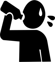 熱中症予防と症状を示す黒色シルエットピクトグラム｜熱中症,予防,症状