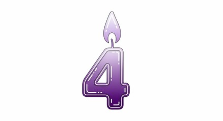 Number four candle isolated on white background