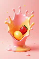 3D rendering of Fresh Food splash. AI Generative.