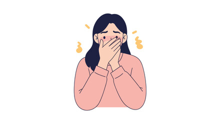 Young woman covering face in embarrassment with hands  