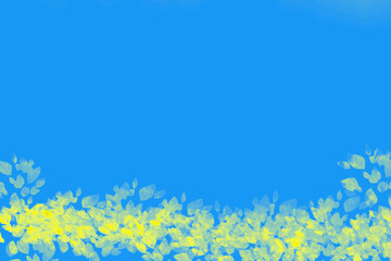 Colorful backdrop with abstract yellow leaf shapes at the bottom. Perfect for nature-themed or seasonal designs