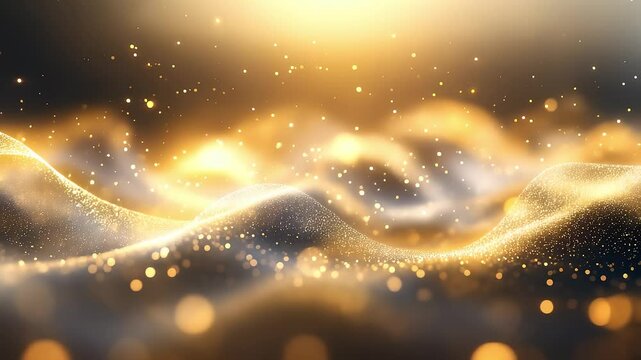 Shimmering Golden Particle Dynamic Background for Celebrations and Events
