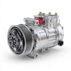 Automotive AC Compressor High Resolution 3D Render of a Modern Car Air Conditioning System Component