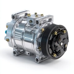 High detail Automotive Air Conditioning Compressor System Isolated on White Background