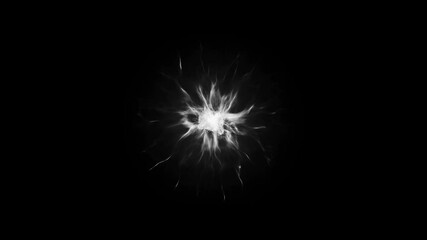 A central orb of wispy white energy pulses and radiates fine lines of light on a black background. Ideal for magic, science, or abstract concepts - Powered by Adobe