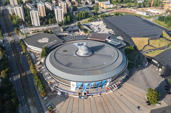 Katowice, Poland - August 25, 2022: Spodek arena and Internetional Congress Center in Katowice