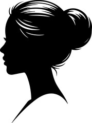 Silhouette of a women bun hairstyle.eps