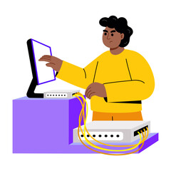 A flat style illustration showing cable management