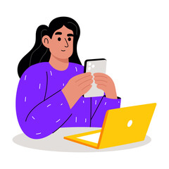 A flat style illustration showing a person app testing