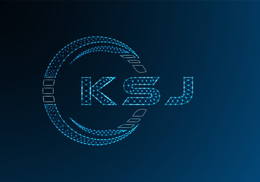 KSJ low poly letter logo vector design. KSJ lower poly logo design. Low poly logo.