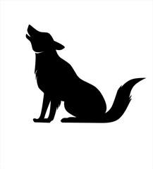 howling wolf silhouette vector illustration isolated on white background as flat design promotional element for symbol of courage and freedom and also for artwork