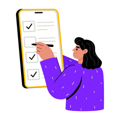 A flat style illustration showing online list