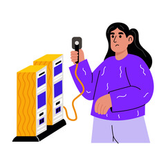 A flat style illustration showing a person doing server setup