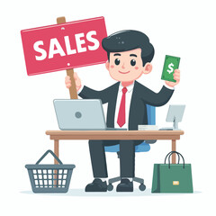 vector image of people doing sales promotion on plain white background