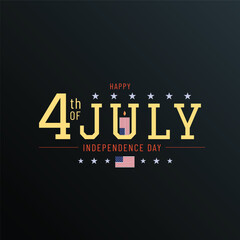 golden 4th of july independence day vector with shield and stars